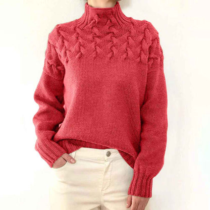 Dam Turtleneck Tröja Löst Snitt 3D-Struktur Akryl 4
