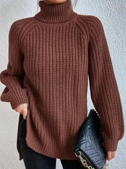 Dam Turtleneck Topp Figur-Kramande Andningsbart Material-6