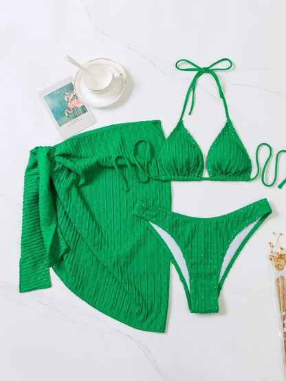 Dam Bikini Set Triangulär Högkvalitativ Nylon Spandex-5