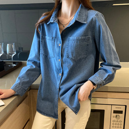 Damjacka Avslappnad Denim 70% Bomull-4