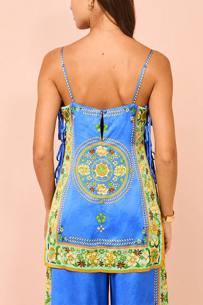 Dam Satin Set Cami Top Vida Byxor-4