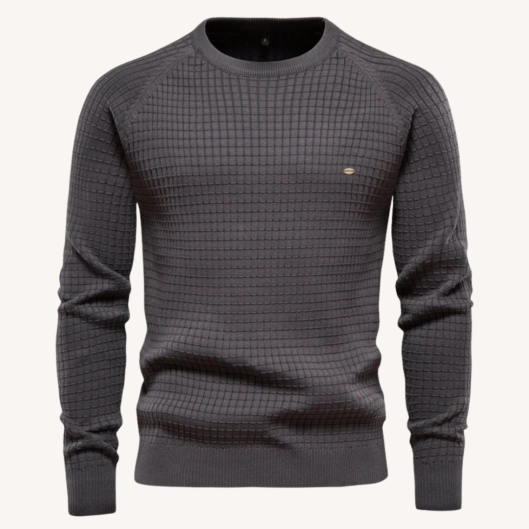 Herrpullover Slim Fit Tidlös Premium Bomull-5