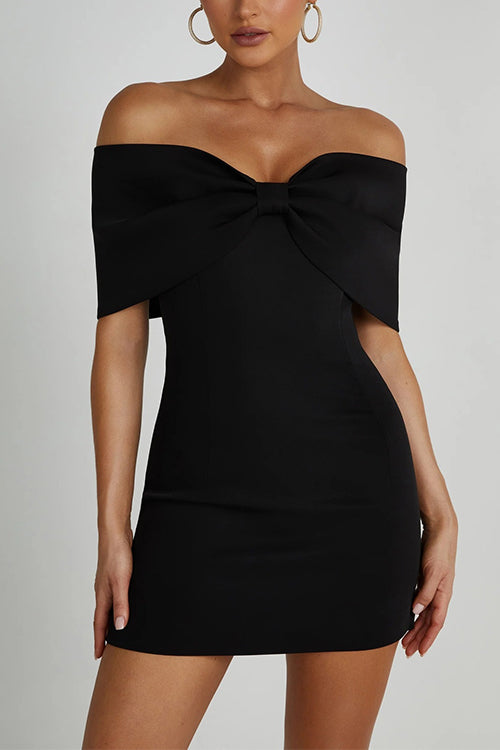 Variant image for Dam Klänning Off Shoulder Bodycon Mini Klänning i Bomull och Polyester-9