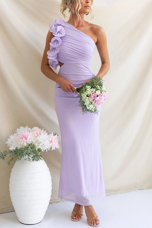 Maxiklänning Dam Utskriven med Volang Bomull och Polyester-1