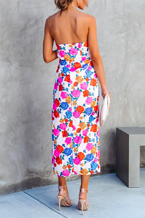 Dam Klänning Axelsnurr Hög Slits Polyester-3