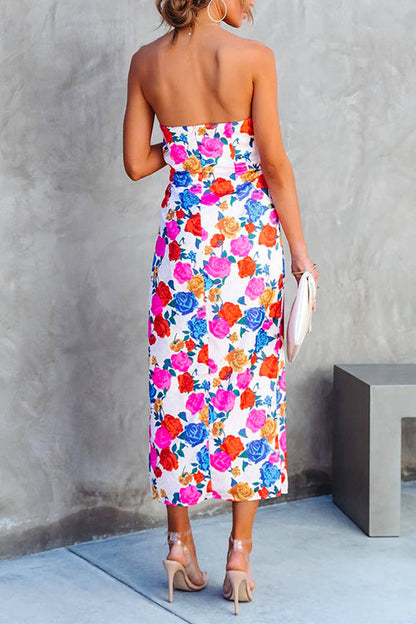 Dam Klänning Axelsnurr Hög Slits Polyester-3