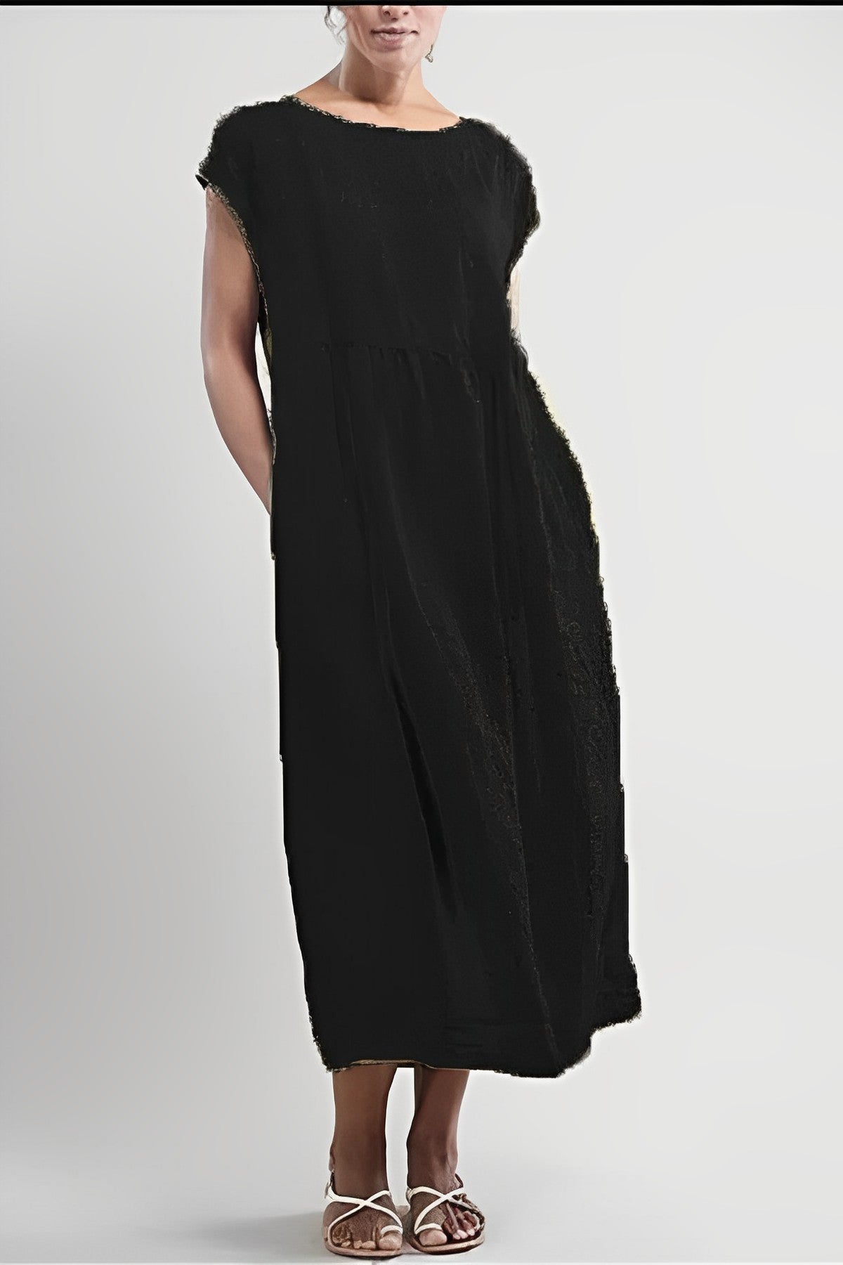 Dam Klänning Retrostil Luftig Bomull Elegant Design 5