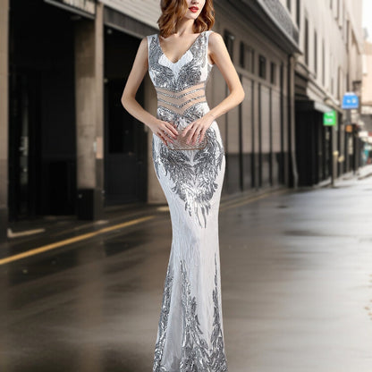 Variant image for Kvinnors Aftonklänning Paljetter Elegant Polyester Flödande-6