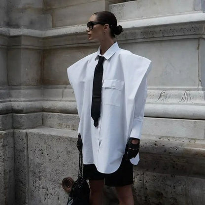 Dam Överdimensionerad Skjorta Strukturerad 100% Bomull-2