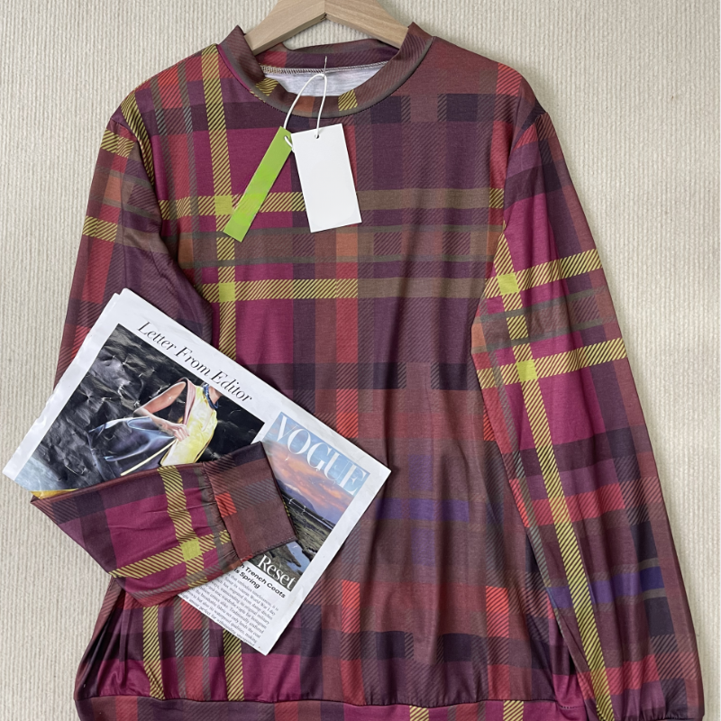 Dam Skjorta Rutig Avslappnad 100% Bomull-6