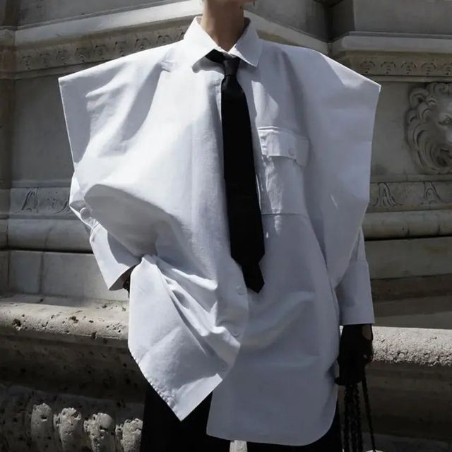 Dam Överdimensionerad Skjorta Strukturerad 100% Bomull-3