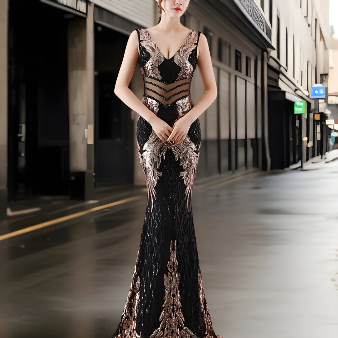 Variant image for Kvinnors Aftonklänning Paljetter Elegant Polyester Flödande-16