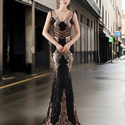 Variant image for Kvinnors Aftonklänning Paljetter Elegant Polyester Flödande-16