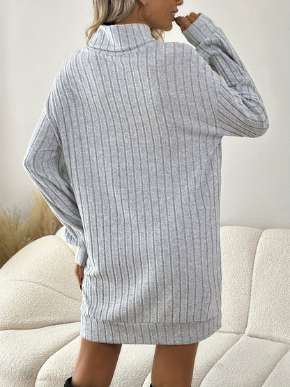 Kvinnors Mini Klänning Turtleneck Långärmad Mjuk Tyg-2