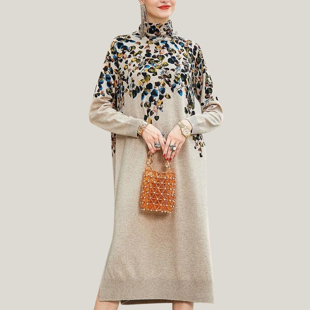 Dam Klänning Rak Silhuett med Stand-Up Krage Polyester 7