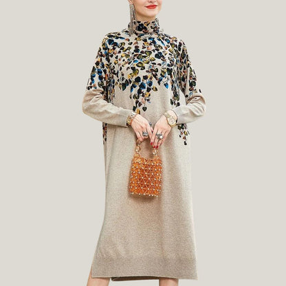 Dam Klänning Rak Silhuett med Stand-Up Krage Polyester 7