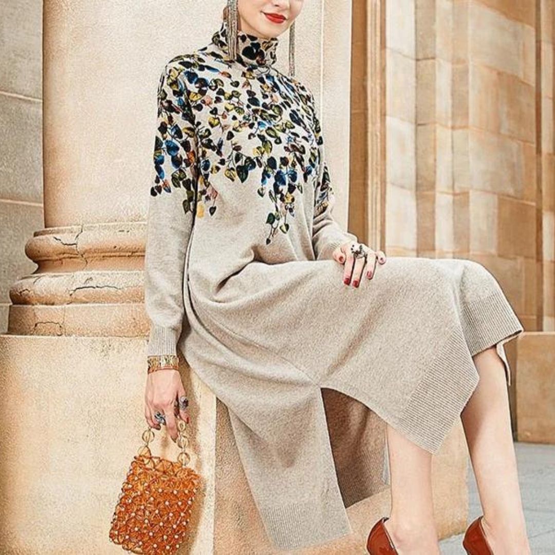 Dam Klänning Rak Silhuett med Stand-Up Krage Polyester 3