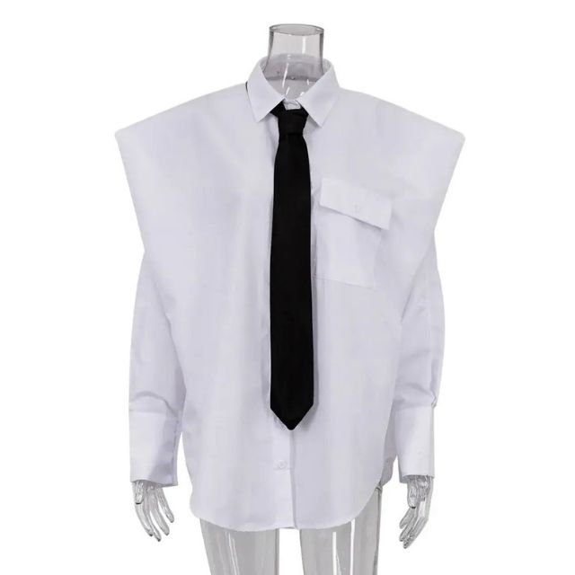 Dam Överdimensionerad Skjorta Strukturerad 100% Bomull-5