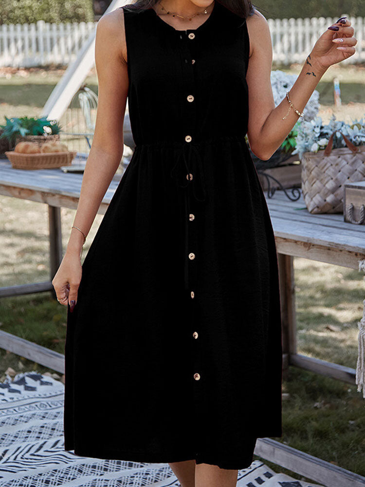 Variant image for Kvinnors Midi-klänning Rund Hals 100% Bomull-5