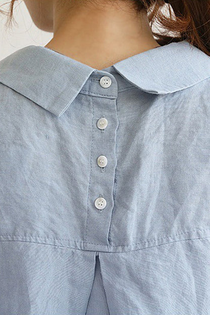 Herrskjorta Löst Passform 100% Linne-4