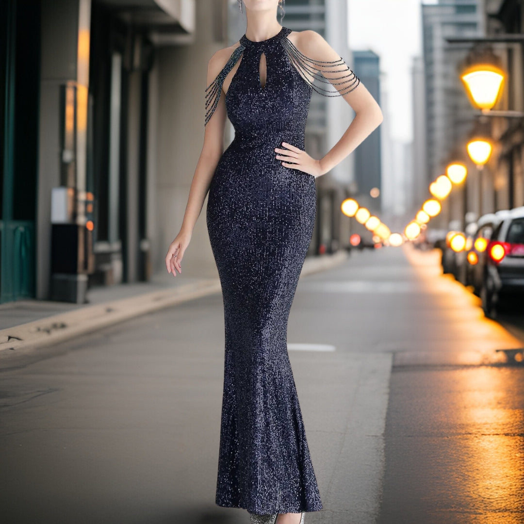 Variant image for Kvinna Aftonklänning Lång Flödande Paljetter Högkvalitativt Material-16