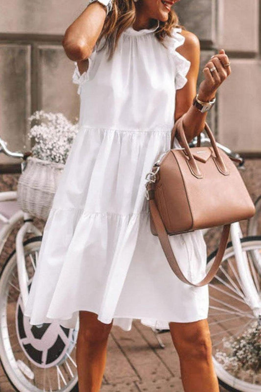 Dam Ärmlös Klänning Enfärgad Polyester-1