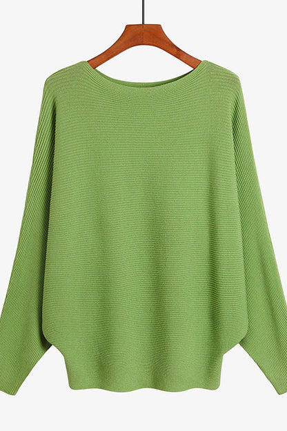 Variant image for Stickad Dam Tröja Båthals Ribbad Mjuk Bomull Polyester-5