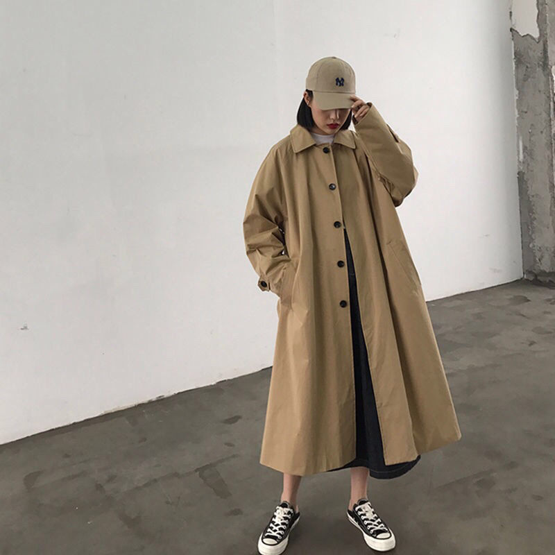 Damjacka Överdimensionerad Trenchcoat Högkvalitativ Polyester-6