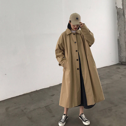 Damjacka Överdimensionerad Trenchcoat Högkvalitativ Polyester-6