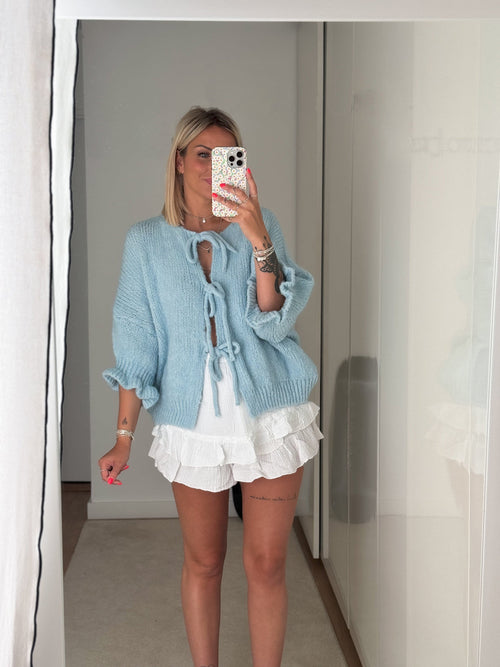 Kvinnors Cardigan Med Bindande Band Polyester-1