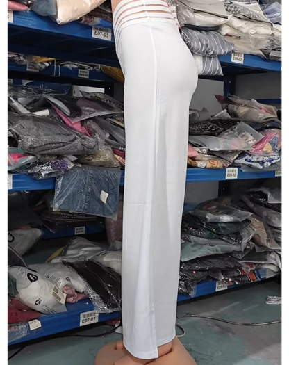 Snygga Byxor Dam Hög Midja Korsad Design Högkvalitativt Tyg 5