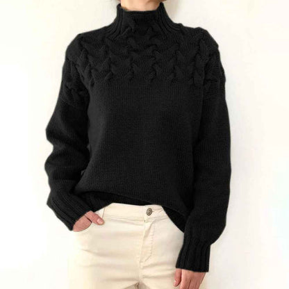 Dam Turtleneck Tröja Löst Snitt 3D-Struktur Akryl 3