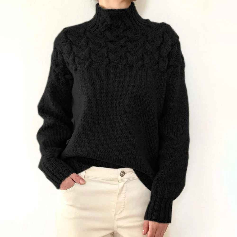 Dam Turtleneck Tröja Löst Snitt 3D-Struktur Akryl 9