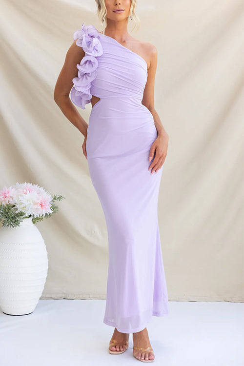 Maxiklänning Dam Utskriven med Volang Bomull och Polyester-2