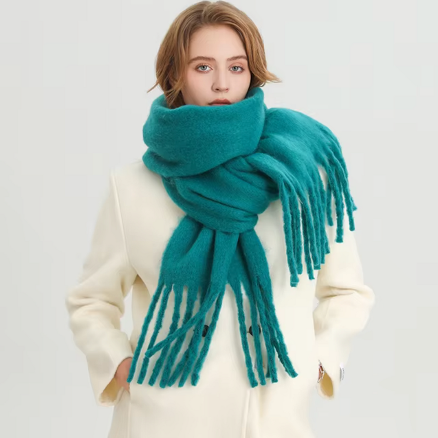 Vinterhalsduk för Kvinnor i Kashmirliknande Material med Långa Fransar – Elegant och Mångsidig Pashmina-design 20