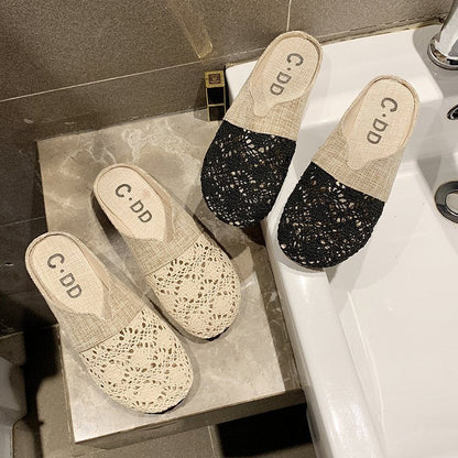 Dam Träskor Virkad Design Bekväm Konstgjord Textil-3