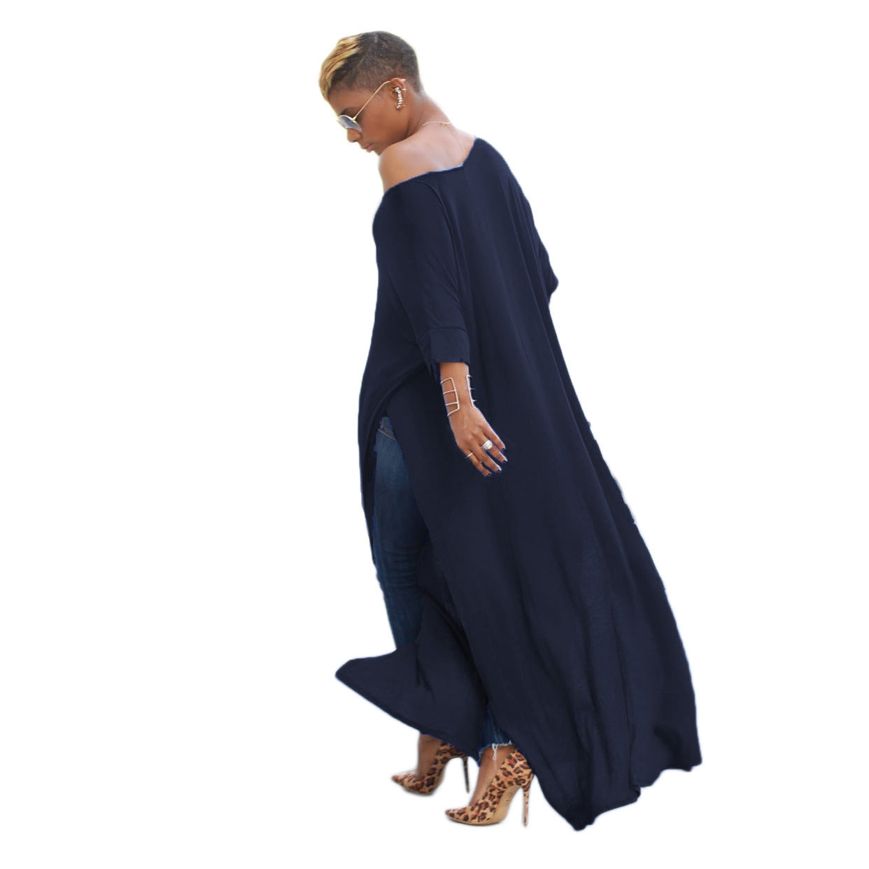 Variant image for Kvinnors Asymmetrisk Klänning Långärmad Polyester-33