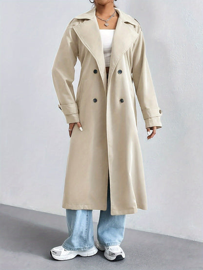 Elegant Långärmad Dam Kappa i Högkvalitativ Polyester – Tidlös Trenchcoat för Formella Tillfällen 3
