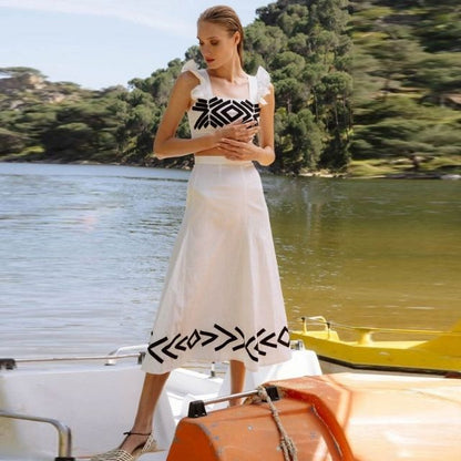 Dam Midikjol A-linje med Grafiskt Mönster 100% Polyester-2