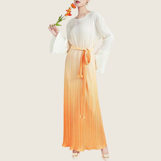 Kvinnors Veckad Klänning Rakt 100% Polyester-1