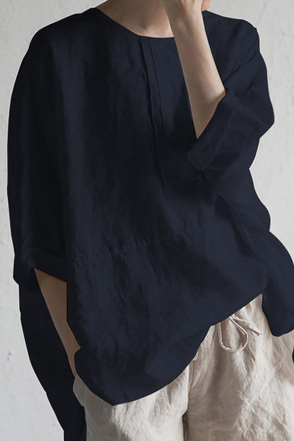 Variant image for Kvinnors Kardigan Halvärmad Rund Halsringning Japanskt Linne-17