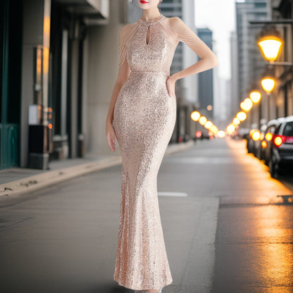 Variant image for Kvinna Aftonklänning Lång Flödande Paljetter Högkvalitativt Material-21