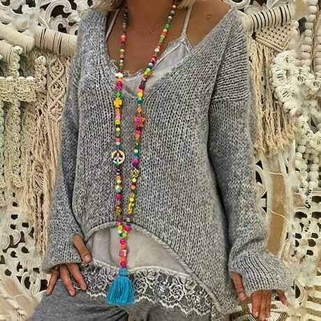 Stickad Dam Tröja Elegant Design Högkvalitativt Material 1