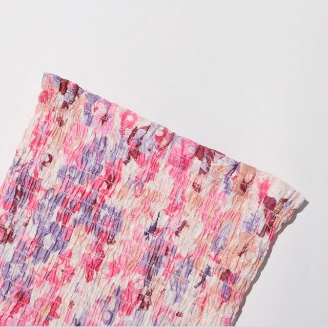 Dam A-linje Klänning Blommönster Ärmlös Polyester Sommarklänning-4