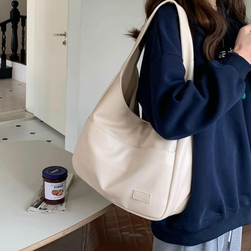 Dam Axelväska Elegant Veganskt Läder Justerbar Rem Kompakt Design-4