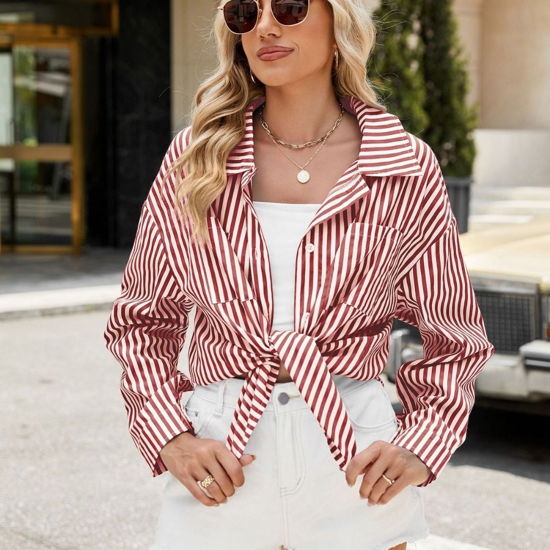 Variant image for Dam Skjorta Randig Med Knut Framtill 100% Bomull-11