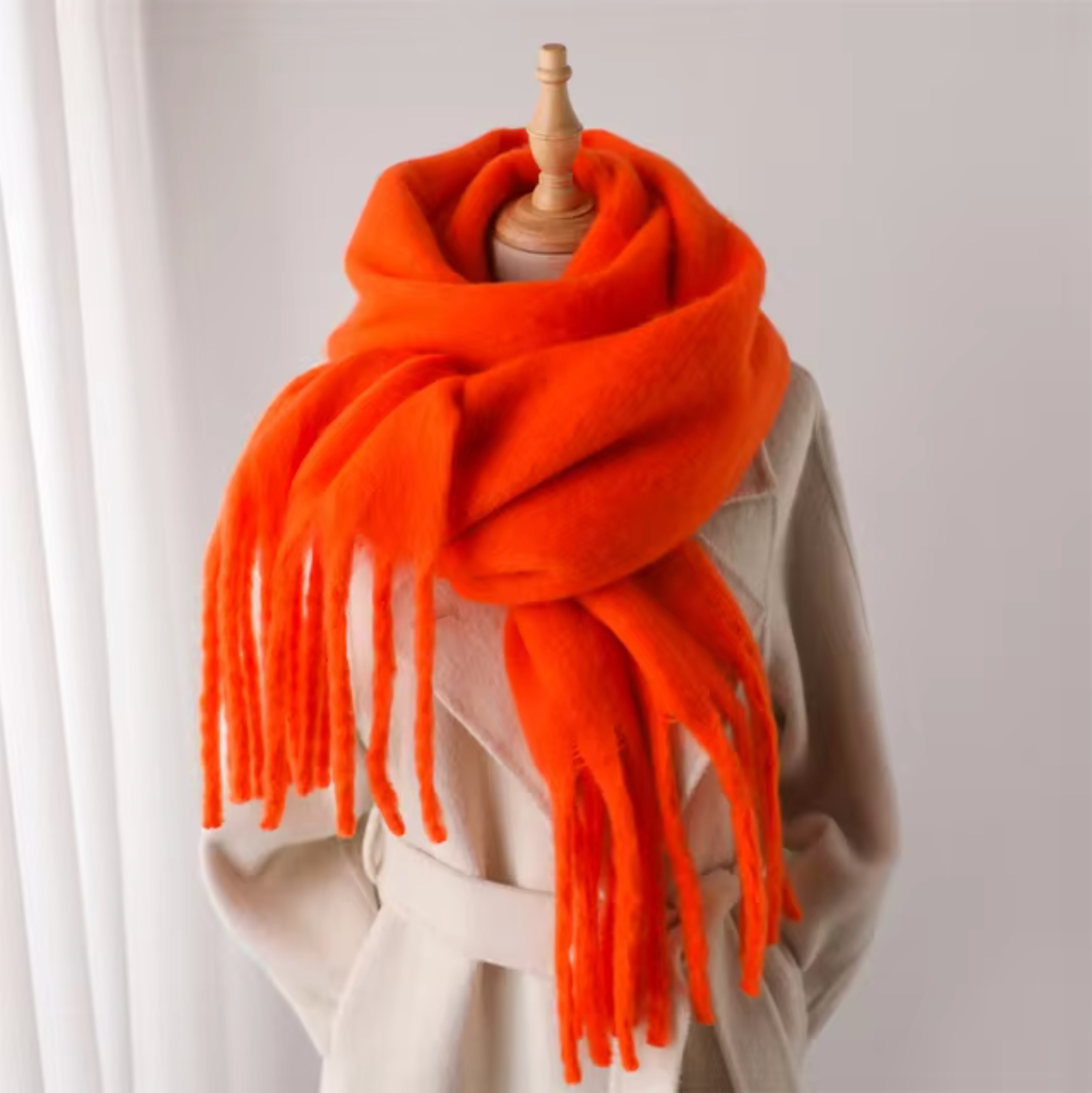 Vinterhalsduk för Kvinnor i Kashmirliknande Material med Långa Fransar – Elegant och Mångsidig Pashmina-design 21