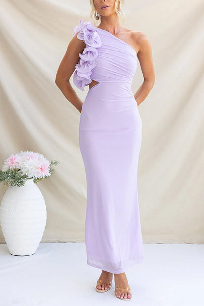 Maxiklänning Dam Utskriven med Volang Bomull och Polyester-3