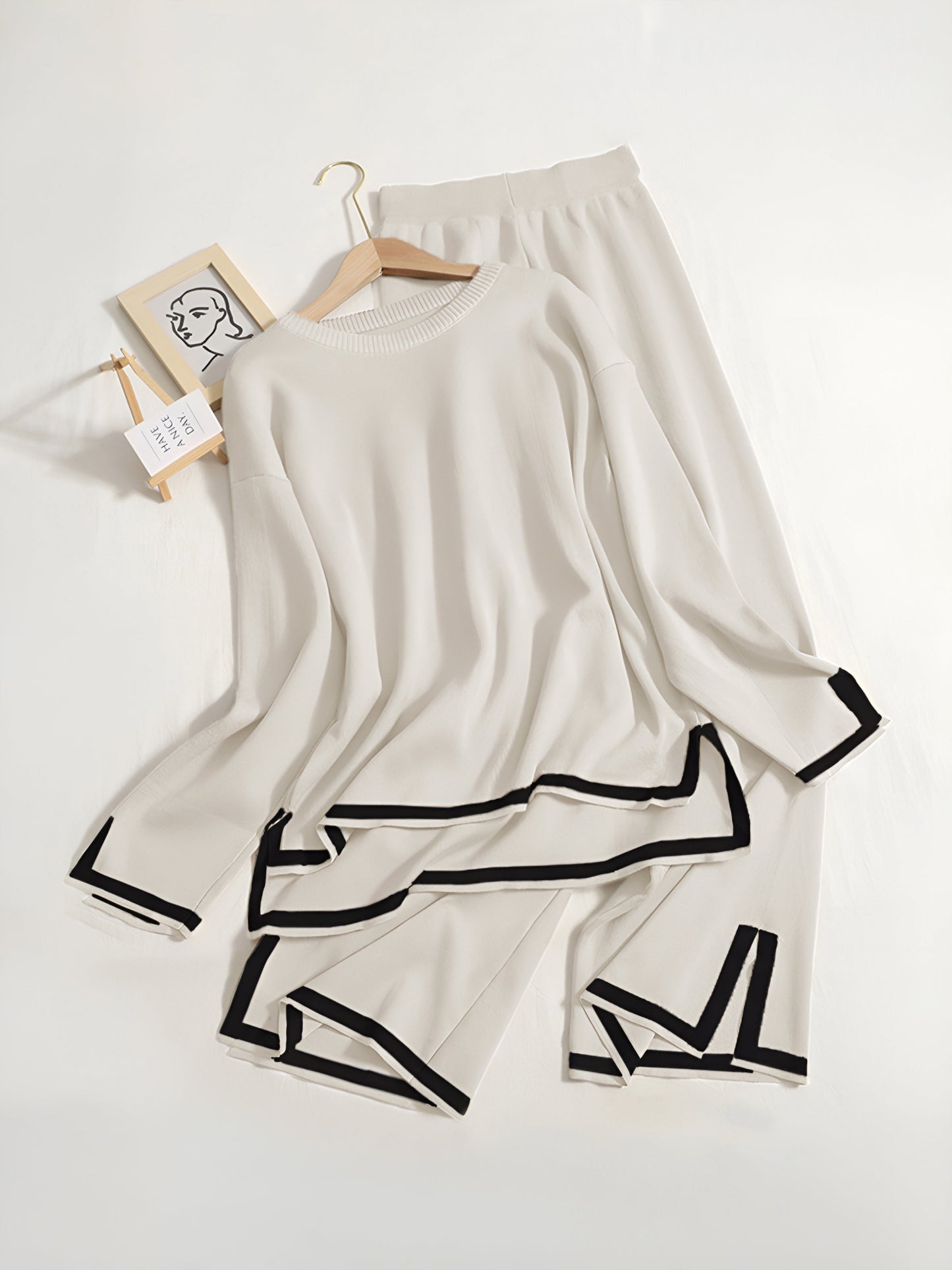 Dams Lounge Set Slitsad Elastisk Blandning 6
