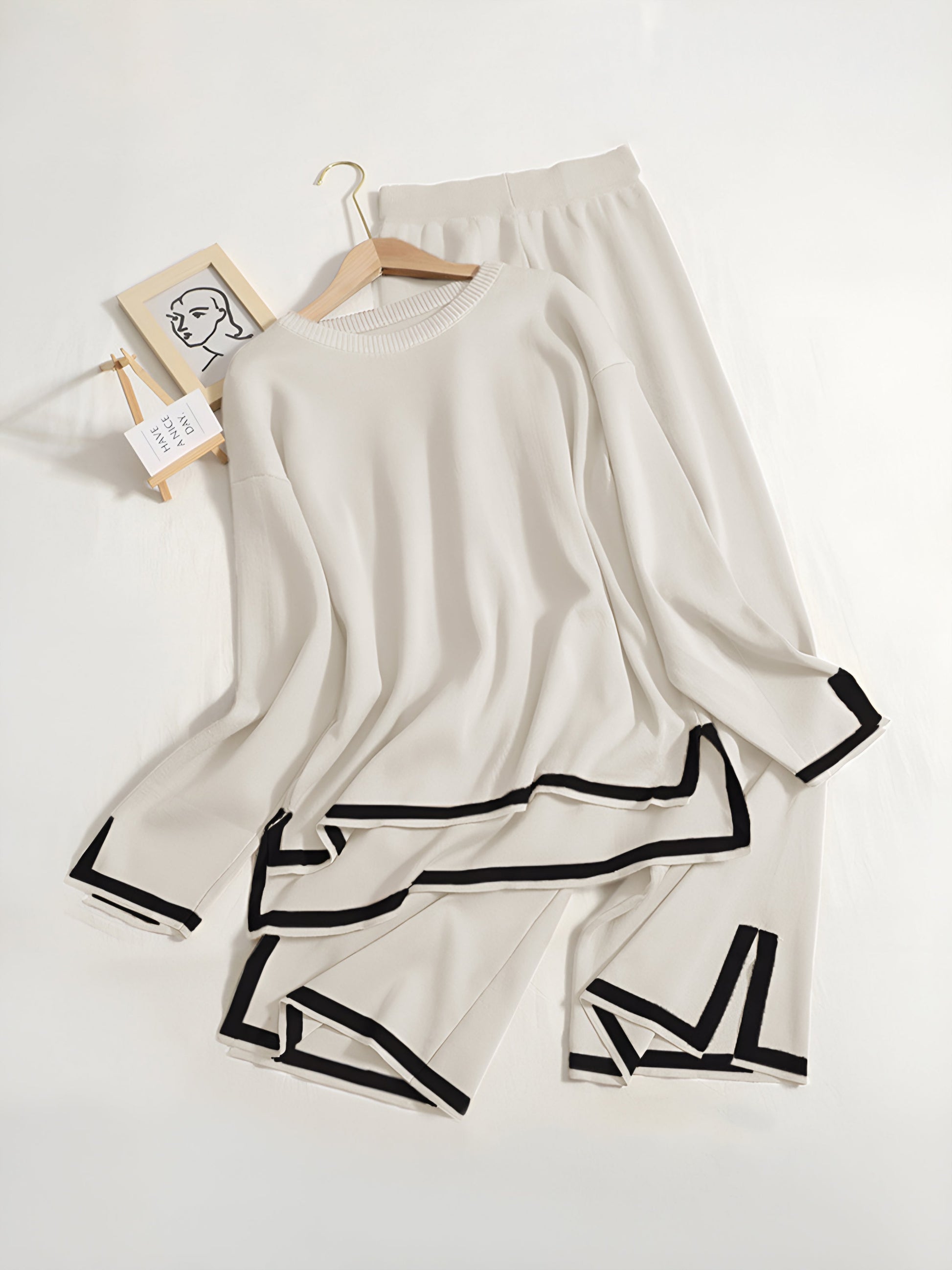 Dams Lounge Set Slitsad Elastisk Blandning 6
